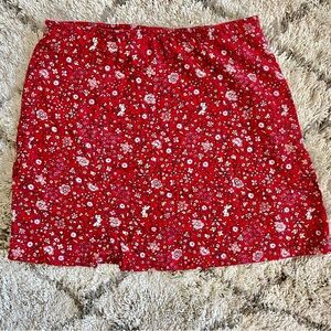 American Eagle Outfitters Red Floral Mini Skirt
